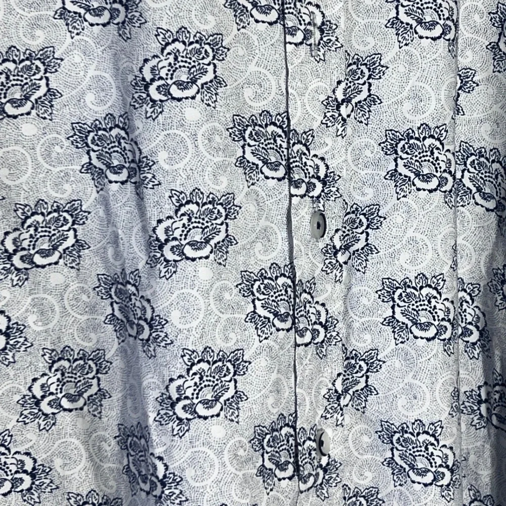 Guide London Mens XL Blue Floral Damask‎ Stretch Long Sleeve Button Down Shirt